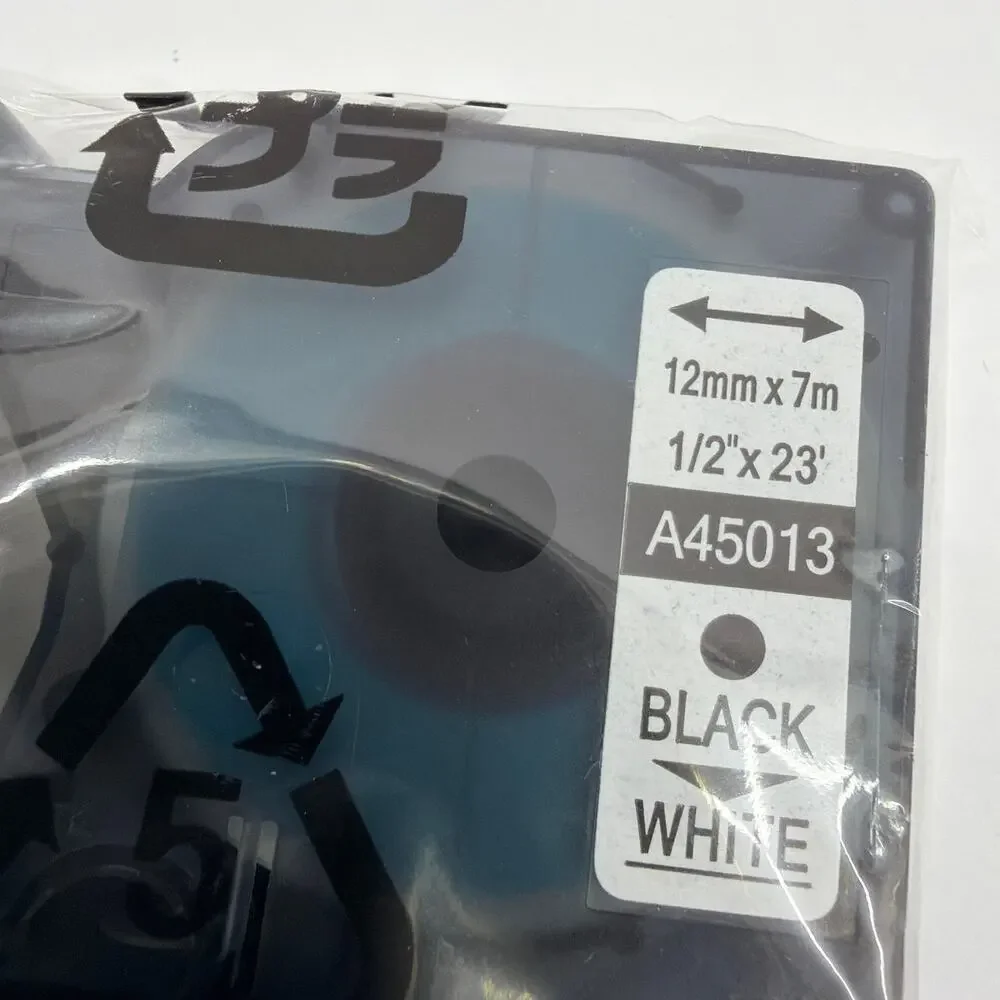 A45013 Compatible DYMO D1 Label Tape Black on White 12mm x 7m Lot